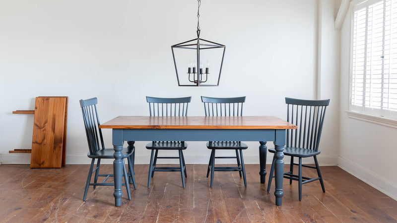 Claremont Extension Table & Whittaker Tall Chairs in Severn Blue/Williams