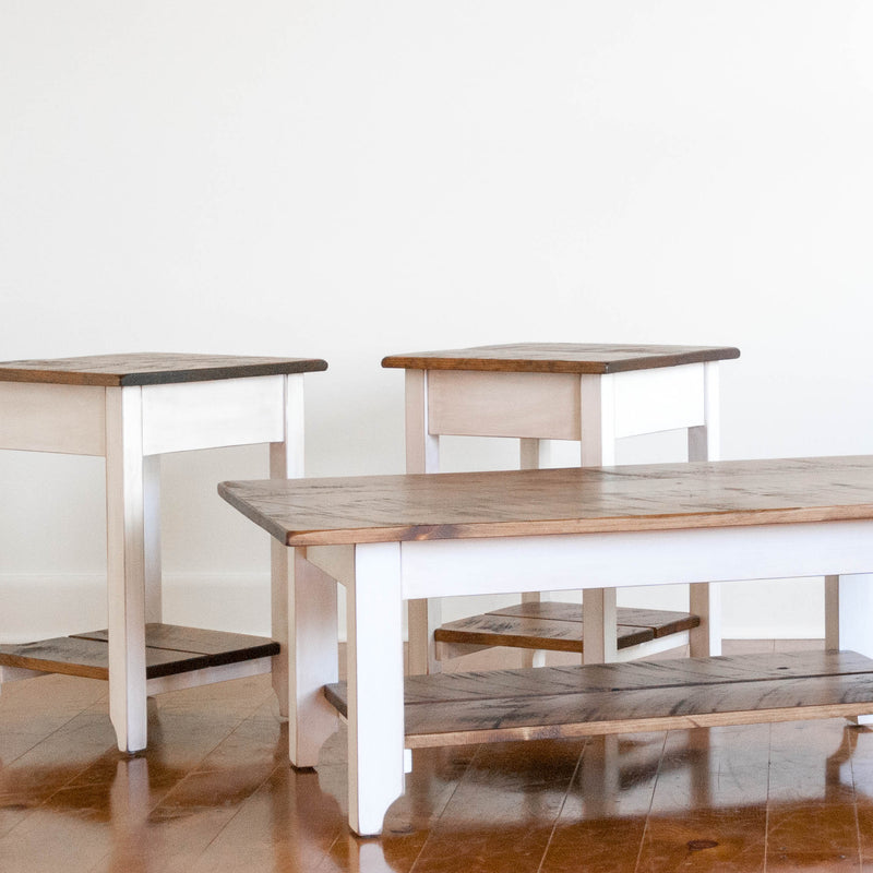 Martin Side Table in White/Barrel