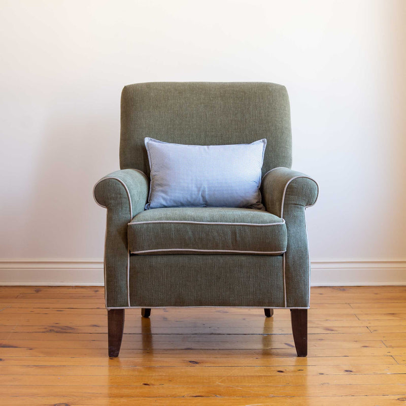 Classic Gingham Kidney Cushion in Grey