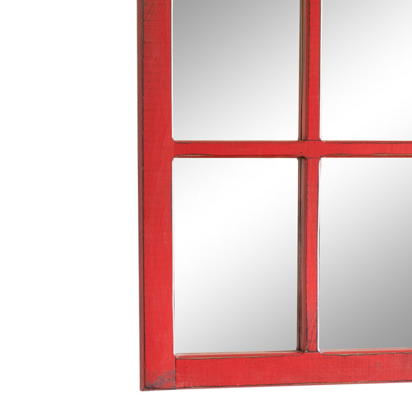 Four Pane Mirror in Vintage Red