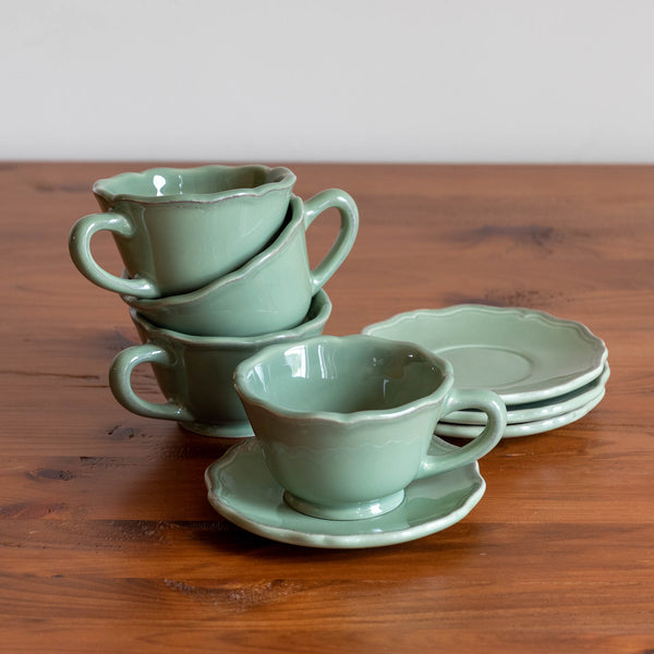 Carter Tea cups & Saucers in Green
