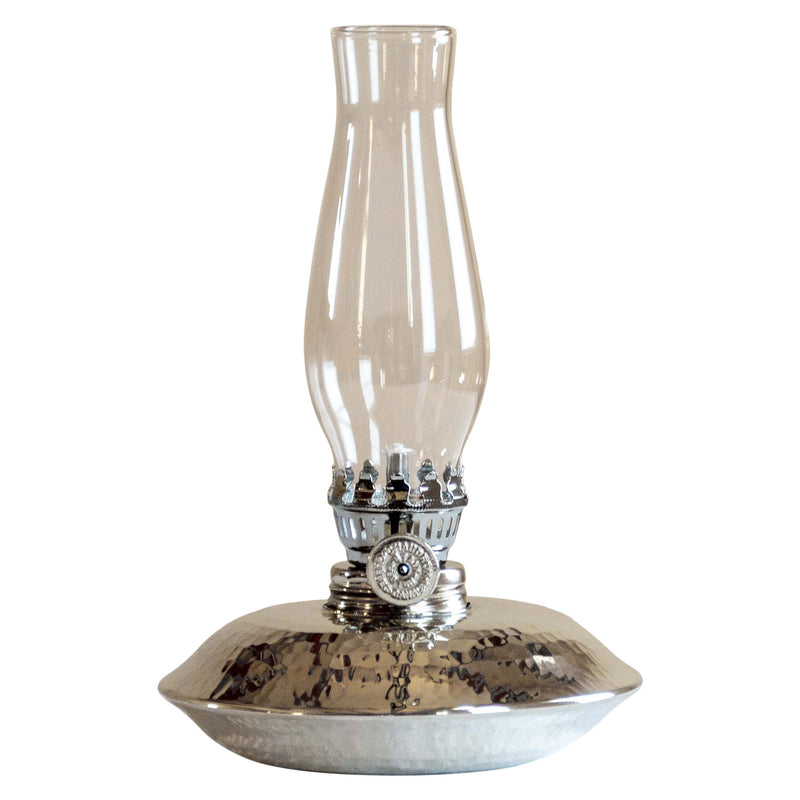 Chalumeau Hammered Pewter Oil Lamp 7"