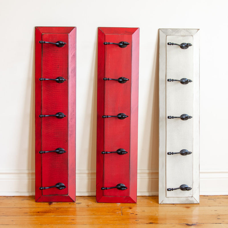 wall coat rack in white and red