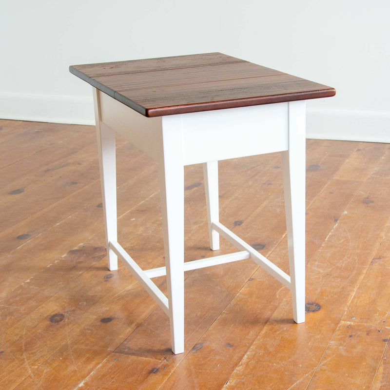 Lowell Side Table in Pure White/Black Cherry
