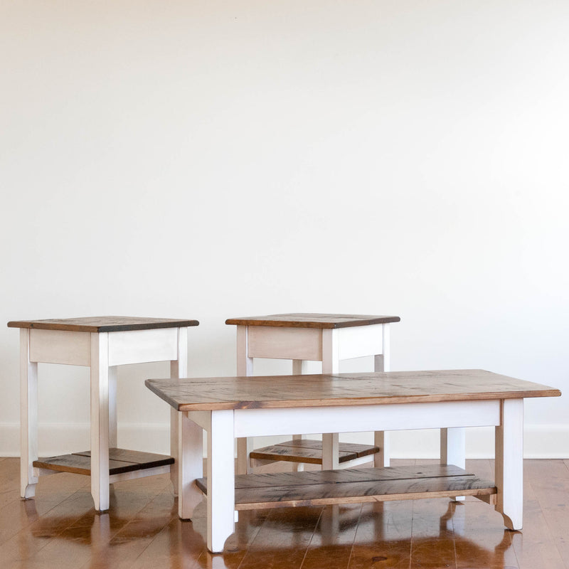 Martin Side Table in White/Barrel