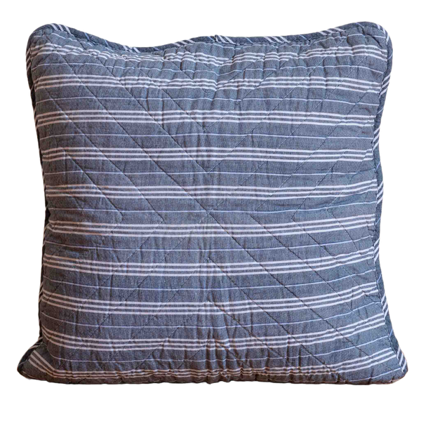 Quilted Sham in Grey Stripes