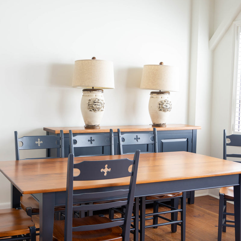 Wilno Table & Wolf Chairs in Hale Navy/Williams