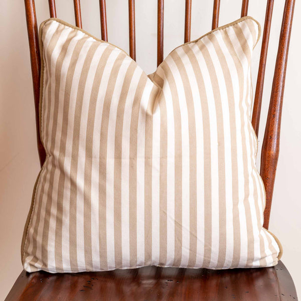 Awning Stripe Cushion in Taupe